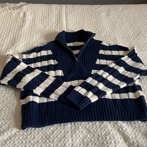 a new day Navy and White Striped Turtleneck Sweater